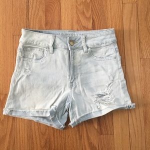 American Eagle Hi-Rise Light Wash Denim Shorts